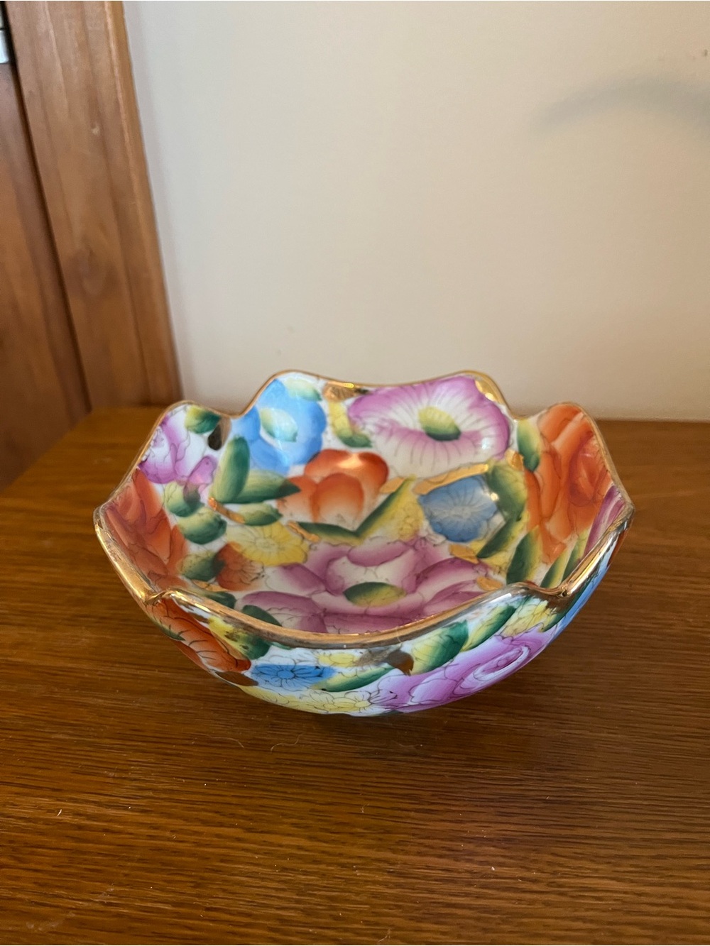 Hand-Painted Floral Decorative Bowl
